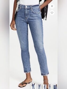 Agolde - size 28 - Toni - Light Blue High-Rise Denim Jeans with Branded Button